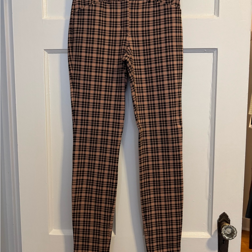 Express Skinny Plaid Pants Brown and Black